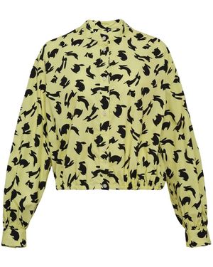 MSGM Rabbit-Print Button-Up Blouse - Green