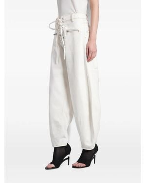 B1ARCHIVE Lace-Up Zip-Pocket Jeans - White