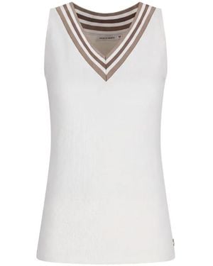 HOUSE OF GRAVITY V-Neck Ribbed-Knit Top - White