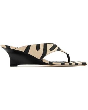 Stuart Weitzman Zebra-Print Wedge Sandals - Black