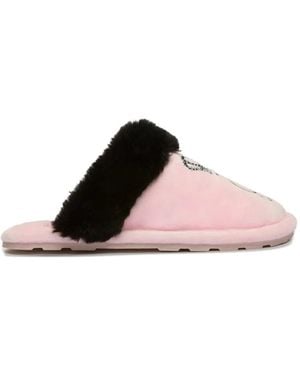 Juicy Couture Chaussons Heritage Crown En Velours - Pink