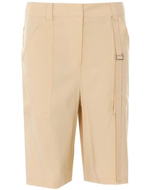 Patrizia Pepe Buckle-Detail Logo-Plaque Shorts - Natural