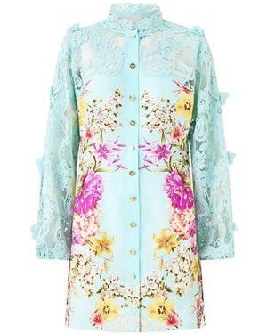 CAMILLA Robe Courte À Manche En Dentelle - White