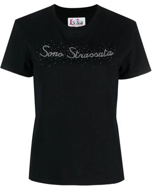 MC2 Saint Barth Crystal-Embellished Cotton T-Shirt - Black