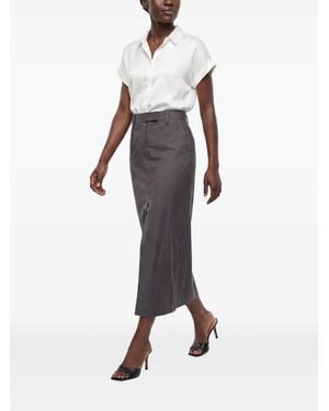 Brunello Cucinelli High-Waisted Slit-Detail Midi Skirt - Grigio