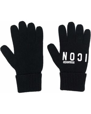 DSquared² Gestrickte Handschuhe Mit Logo-Stickerei - Schwarz