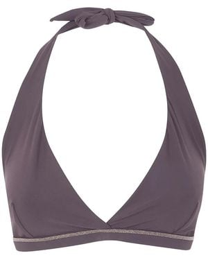 Brunello Cucinelli Top De Bikini Estilo Bandeau Con Apliques - Morado