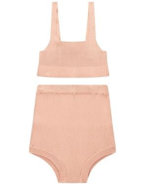 RED Valentino Set De Ropa Interior De Canalé - Rosa