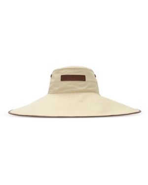 Burberry Gabardine Zonnehoed Met Logo - Wit