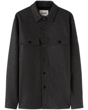 Jil Sander クラシックカラー ウールシャツ - ブラック