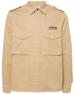 Aspesi Logo-Patch Shirt - Natural