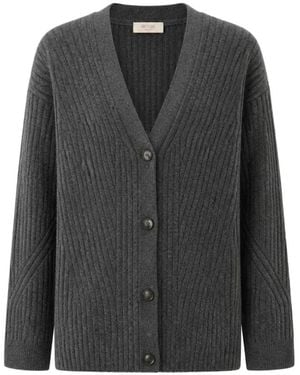RETORI Ribbed-Knit V-Neck Cardigan - Black