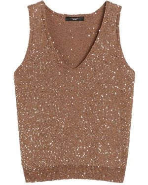Weekend by Maxmara Top Con Scollo A V - Marrone