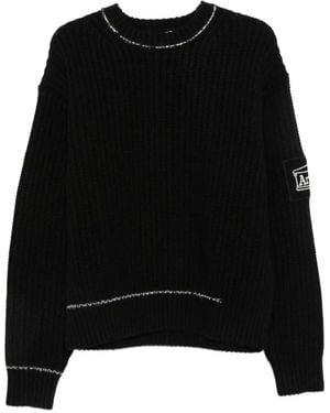 Aries Logo-Patch Long-Sleeve Sweater - Black