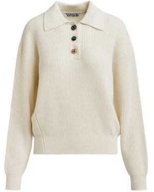 Essentiel Antwerp Ribgebreide Polotop - Wit