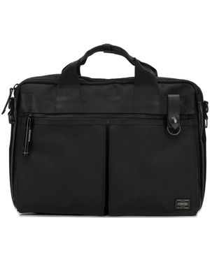Porter-Yoshida and Co Heat Logo-Patch Briefcase - Black