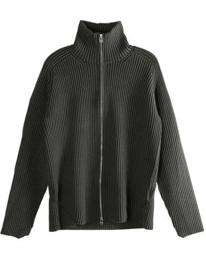 Omar Afridi Gerippter Cardigan Mit Reißverschluss - Grau