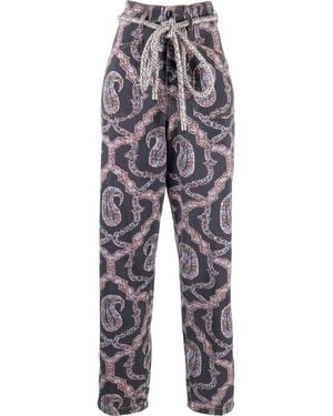 Etro Tapered Trousers With Print - Blue