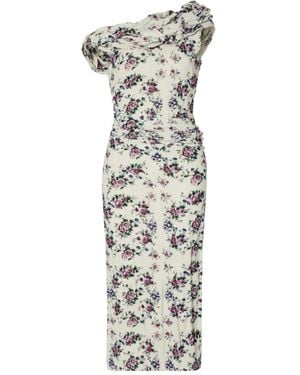 Tory Burch Floral-Print Velvet Midi Dress - Natural