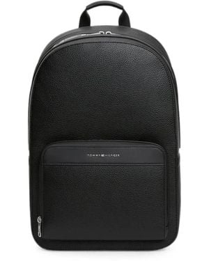 Tommy Hilfiger Grained-Texture Logo-Plaque Backpack - Black