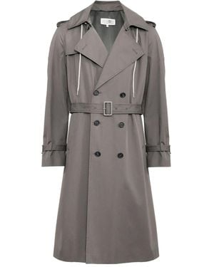 MM6 by Maison Margiela Double-Breasted Hooded Trench Coat - Grey