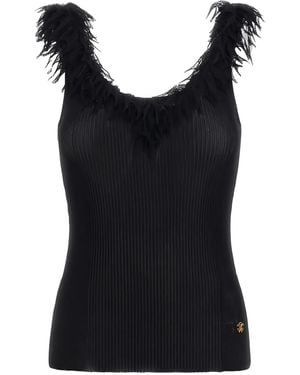 Roberto Cavalli Canotta Con Bordo A Coste - Nero