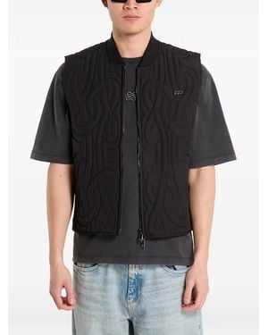Filling Pieces Quilted Zip-Up Gilet - Black