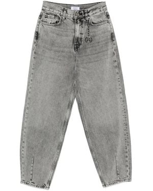 Liu Jo Logo-Charm Acid-Wash Jeans - Gray