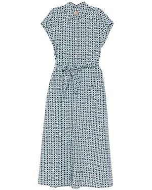 Woolrich Cotton Blend Chemisier Dress - Blue