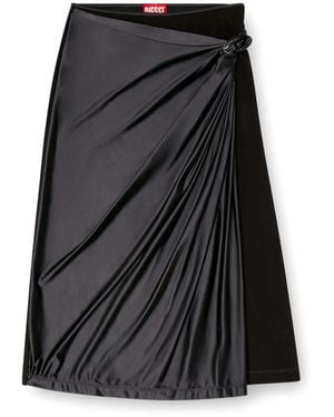DIESEL Draped Midi Skirt With Chintz Finish - Black