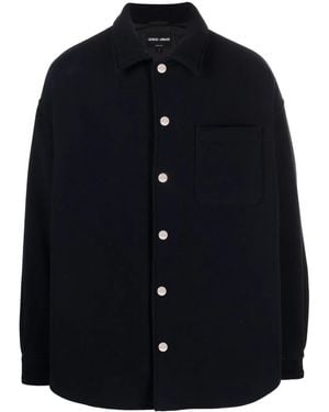Giorgio Armani Felted Virgin Wool Shirt Jacket - Blue