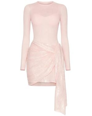 Area Sequin Draped Mini Cocktail Dress - Pink