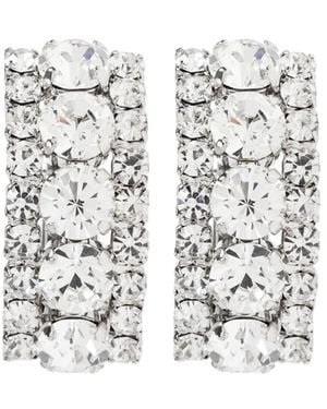 Alessandra Rich Crystal-Embellished Rectangular Earrings - White