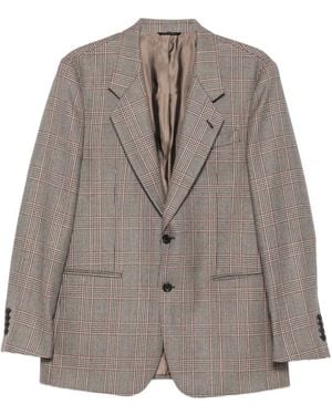 Reveres 1949 Prince Of Wales Check Single-Breasted Blazer - Brown