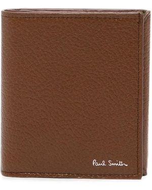 Paul Smith Logo-Stamp Pebbled-Leather Wallet - Brown