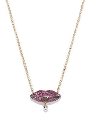 Delfina Delettrez Lips-Pendant Ruby Necklace - Metallic