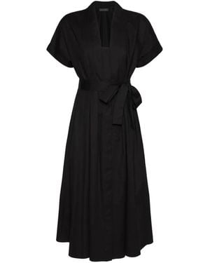 Elena Miro Belted Pleated Dress - Black