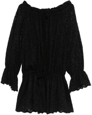 LES FILLES D'EVA Ruffled Lace Mini Dress - Black
