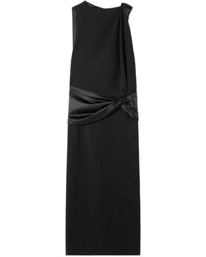 Lanvin Open Back Midi Dress With Satin Detail - Black