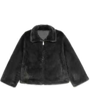 Arma Zip-Front Faux-Fur Jacket - Black