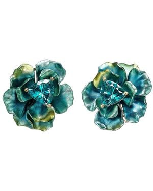 Anabela Chan 18Kt Aurora Rose Stud Earrings - Green