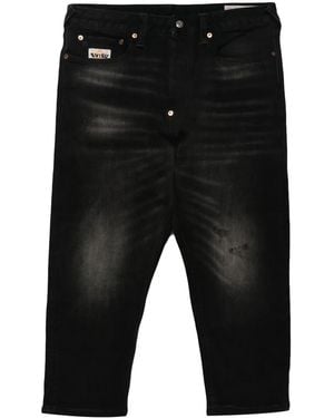 Evisu Logo-Patch Cropped Jeans - Black