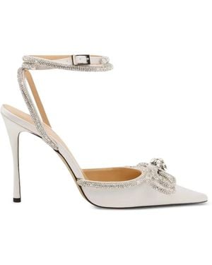 Mach & Mach Double-Bow Heeled Court Shoes - White
