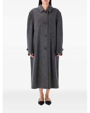 Prada Buttoned-Fastening Wool Oversized Coat - Grey