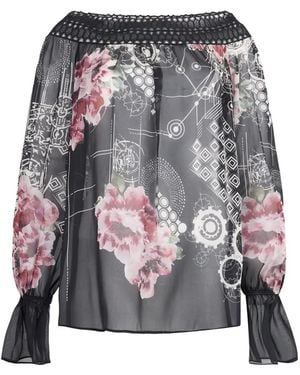 Alberta Ferretti Floral-Print Blouse - Grey