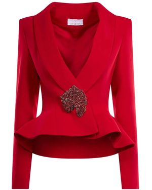 ARAFTU Crystal-Embellished Peplum Blazer - Red