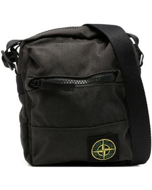 Stone Island Logo-Patch Messenger Bag - Black