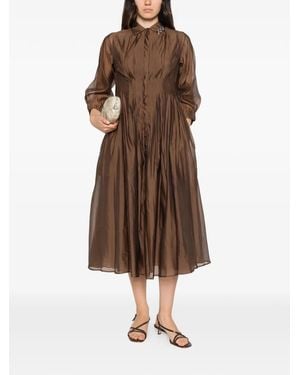 Max Mara Vetro Crystal-Embellished Pleated Midi Dress - Brown