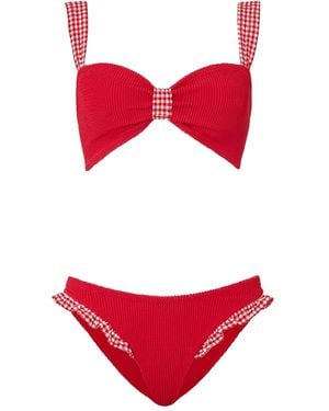 Hunza G Gerüschter Bikini Mit Vichy-Karo - Rot