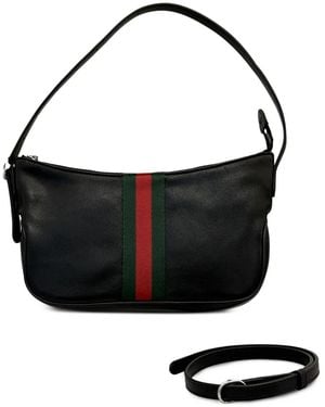 Gucci Kleine Lunetta Umhängetasche Mit Webstreifen - Schwarz